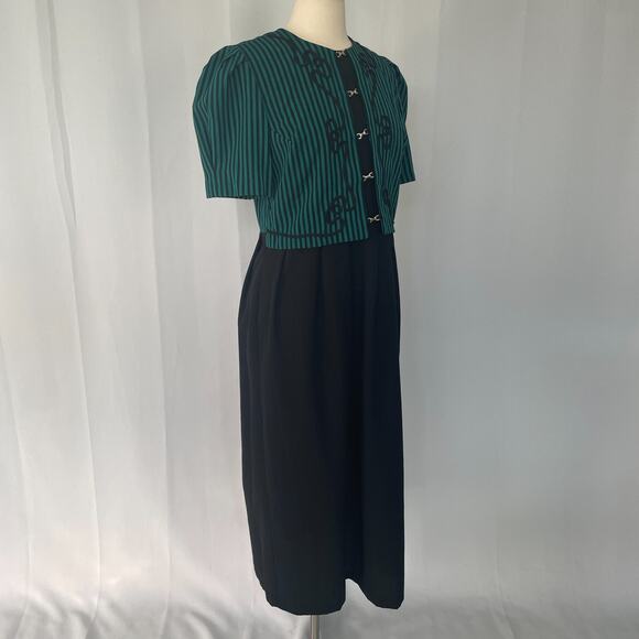 Vintage Dress Size Medium Large Green Black Layered Look Gothic Steampunk 90s - Picture 6 of 16